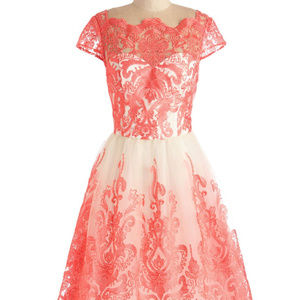Exquisite Elegance Dress in Coral